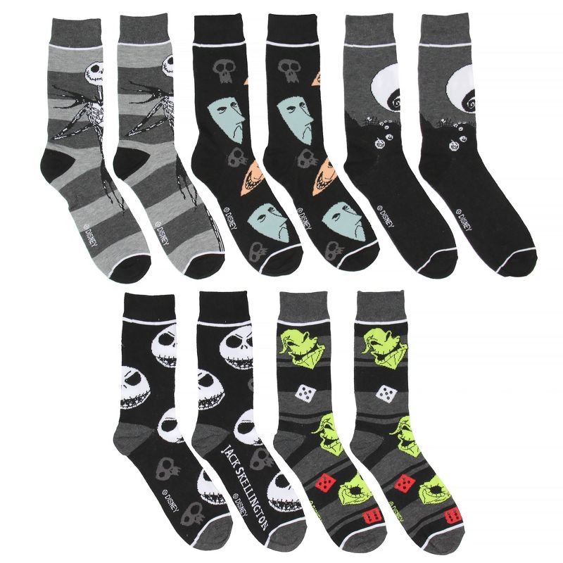 The Nightmare Before Christmas Fun Character Crew Socks For Men Women 5 Pairs Multicoloured, 2 of 5