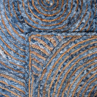 Handmade Blue and Natural Jute 4' x 6' Area Rug