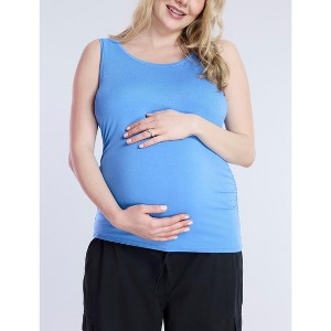 Women's Scoop Neck Side-Ruched Maternity Tank Top | Motherhood Maternity - 1 of 3