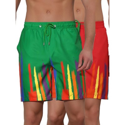Lars Amadeus Men's Summer Lightweight Elastic Waist Colorful Printed Board Shorts 2 Pack