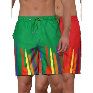 Lars Amadeus Men's Summer Lightweight Elastic Waist Colorful Printed Board Shorts 2 Pack - 1 of 4