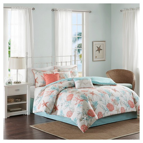 coral colored twin comforter
