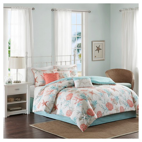 Ocean View Seashell Comforter Set King Coral 7pc Target