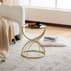Lyngins Modern Mesh Metal Accent Table with Wood Top, Round Indoor/Outdoor Side Table, Metal Frame Patio End Tables - 2 of 4