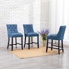 WestinTrends 24" Linen Tufted Buttons Upholstered Wingback Counter Stool (Set of 3) - 2 of 4