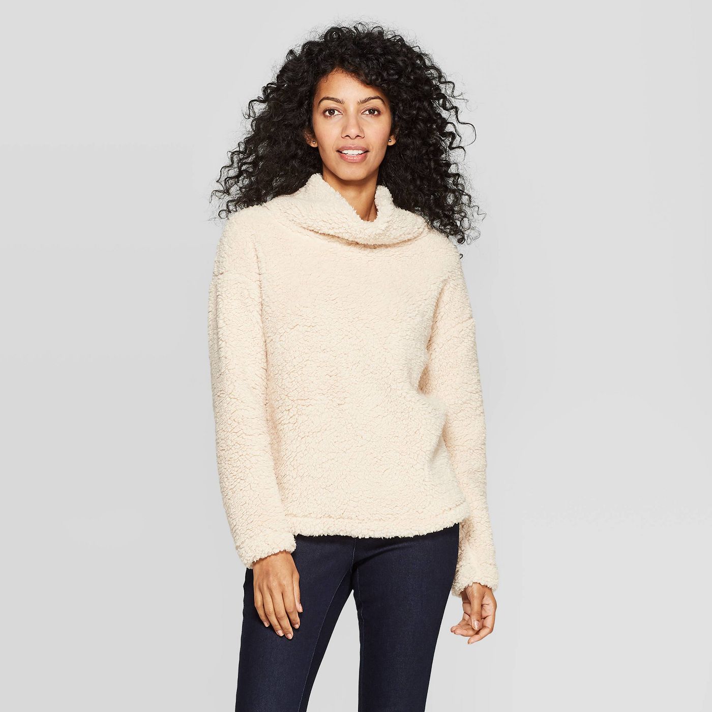 Women's Any Day Long Sleeve Turtleneck Sherpa Pullover - A New Day™ - image 1 of 3