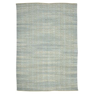 Light Blue And Tan Jute Geometric Flatweave Handmade Area Rug - 1 of 4