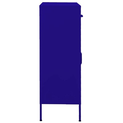 Navy Blue Steel Office Storage Cabinet with Adjustable Shelving
