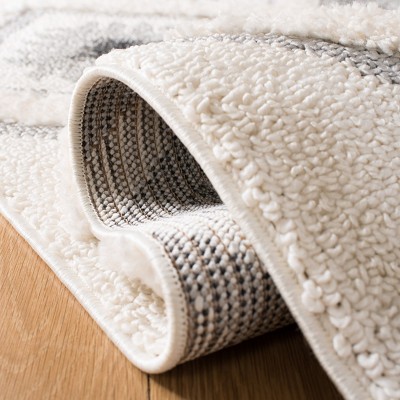 Ivory and Grey Diamond Shag 8' x 10' Area Rug