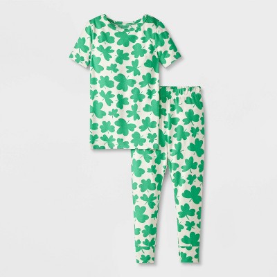 Toddler 2pc St. Patrick's Clovers Knitted Pajama Set - Cat & Jack™ Cream 2T