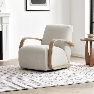 Spruce&Spring Swivel Accent Chair with U-Shaped Wood Arm - 1 of 4