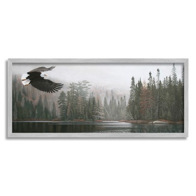 Stupell Industries Eagle Soaring Over Lake Framed Giclee Art