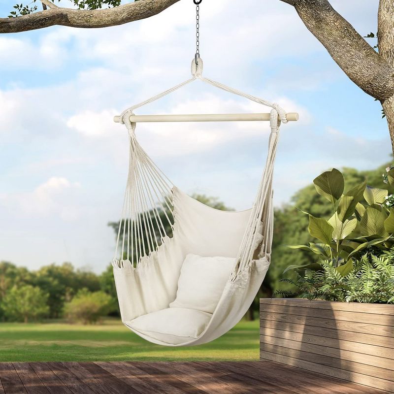 Sorbus Hanging Rope Hammock Chair Swing Seat for Any Indoor or Outdoor Spaces- Max. 265 Lbs -2 Seat Cushions Included, 5 of 10