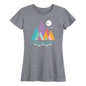 Women's - Instant Message - Colorful Geometric Mountains Short Sleeve Graphic T-Shirt - 1 of 4