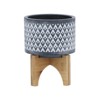 DSVIMOY 6" Tall Round Design Planter with Wooden Stand, Plant Pots for Living Room, Bedroom, Gray, 5"*5"*6" - 4 of 4