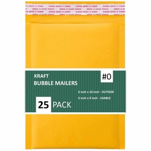 Link #0 6" X 10" Kraft Paper Bubble Mailers Padded Self Seal Shipping Envelopes Pack of 10/25/50/100/250 - 1 of 4