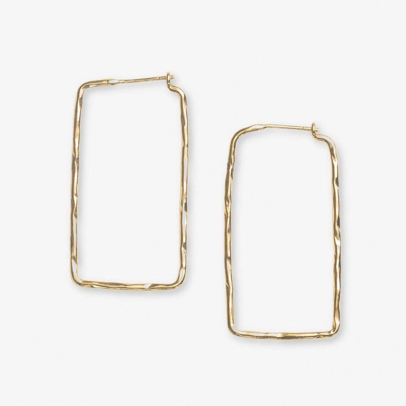 Ink+Alloy Athena Rectangle Bar Thin Hoop Earrings Brass Brass, 1 of 4