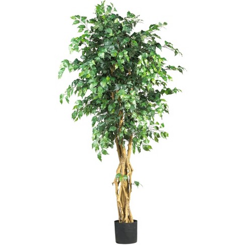 Tangkula Artificial Ficus Silk Tree Faux Potted Greenery Ficus Plants  Decorations : Target