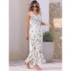 INSPIRE CHIC Women's Boho V Neck Sleeveless Floral Spaghetti Straps Smocked Wide Leg Pants Romper Overalls - 2 of 4