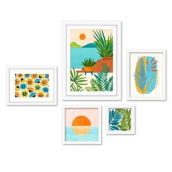 Americanflat 5 Piece White Framed Gallery Wall Art Set - Colorful ...