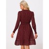 Allegra K Women's Metallic Star Split Neck Button-Up Smocked Chiffon Dresses - 3 of 4