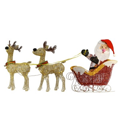 33" Santa & Reindeer LED Christmas Novelty Sculpture Light - National Tree Company: Indoor/Outdoor Holiday Decor
