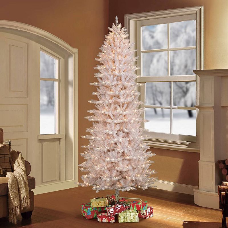 9ft Pre-Lit Full White Forest Fir Artificial Christmas Tree - Puleo, 2 of 5