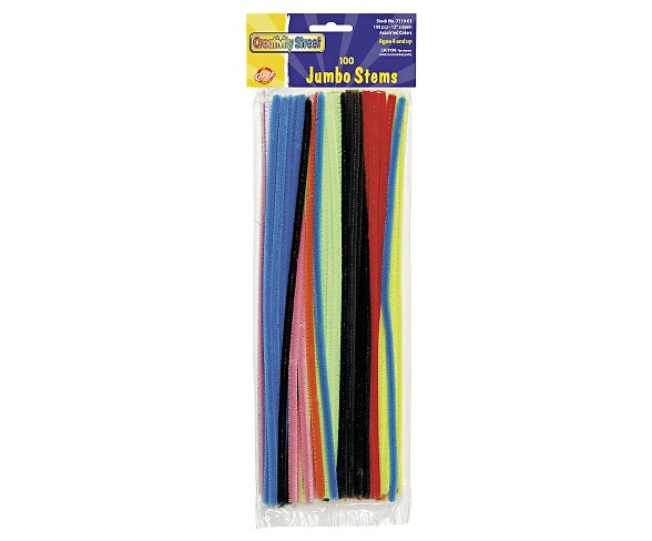 Chenille Kraft&#174; Jumbo Stems, 12" x 6mm, Metal Wire, Polyester - Multi-Colored (100 Per Pack)