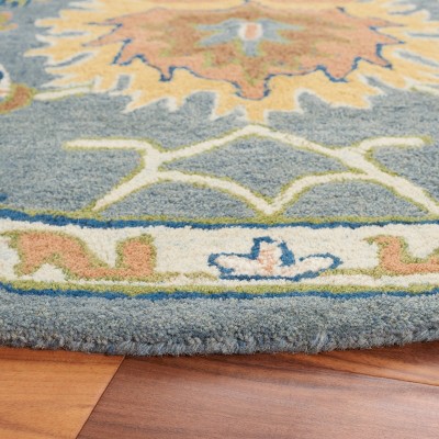 Light Blue Hand-Tufted Wool Runner Rug