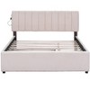 TiramisuBest Queen Upholstered Platform Bed with 2 Drawers & Dual USB Ports, Linen Fabric, Storage & Convenience, Beige - 3 of 4