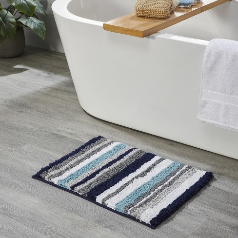 17 x 24 Griffie Collection Blue & Gray 100% Polyester Rectangle Bath Rug  - Better Trends