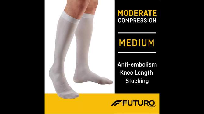 FUTURO Anti-Embolism Stockings Knee Length Closed Toe - Medium Regular - White, 2 of 9, play video