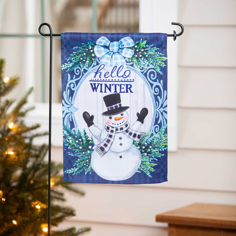 Evergreen Garden Flag Winter Snowman Suede Double Sided Indoor Outdoor Decor 18" x 12.5", 2 of 3