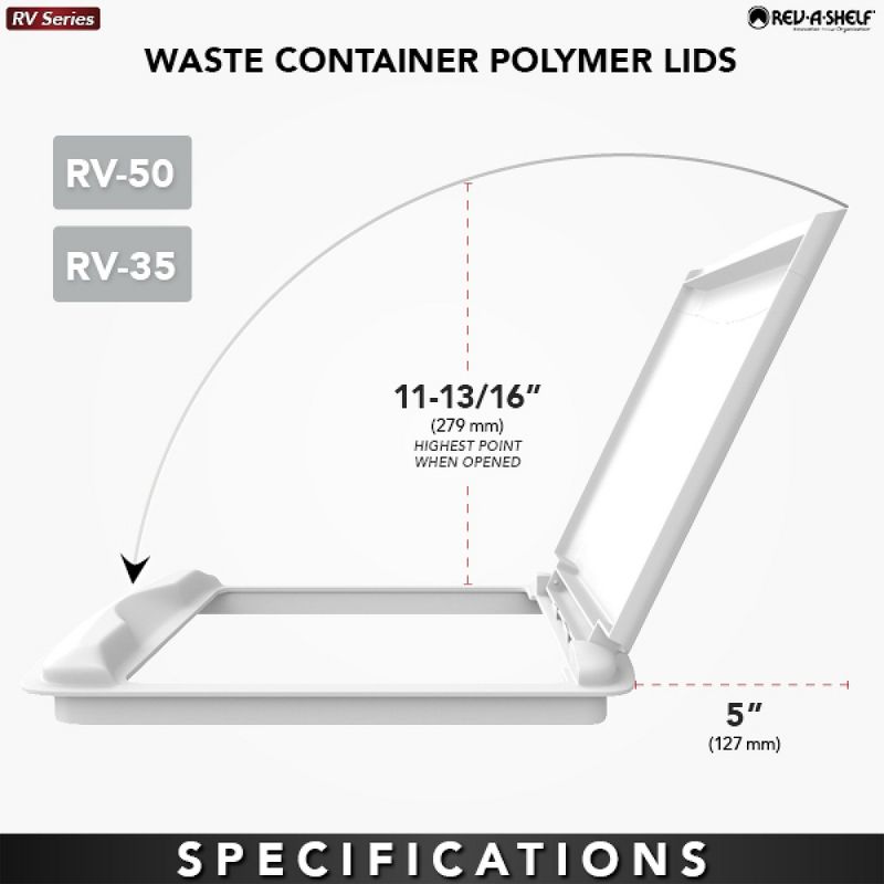 Rev-A-Shelf RV-35-LID-1 35 Quart Waste Container Trash Recycling Lid, 5 of 8