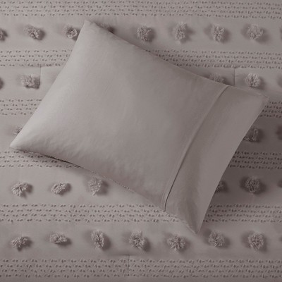 Gray Twin Down Alternative Microfiber Comforter Set with Pom Pom