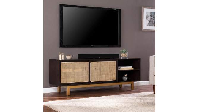 Groveholme Sliding Door Media Stand Brown/Gold/Natural - Aiden Lane, 2 of 13, play video