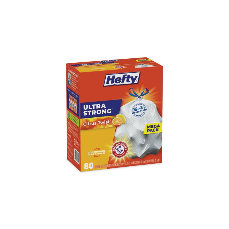 Hefty Ultra Strong Scented Tall White Kitchen Bags, 13 gal, 0.9 mil, 23.75" x 24.88", White, 80/Box Model No E88354, 3 of 6