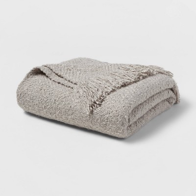 Fringed Boucle Bed Throw Gray - Threshold™