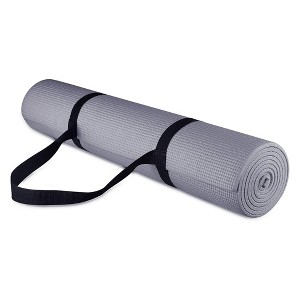 Fitvids 1/4-Inch High Density Thick Non Slip Yoga Mat with Knee Pad and Carrying Strap for Workout, Pilates, Gym Home Exercise, Grey - 1 of 4