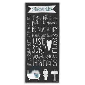 Stupell Industries Bathroom Rules Sign Whimsical Tub Toilet Sink - 1 of 4