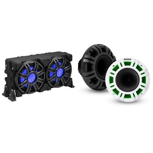 Kicker Marine 48KMXL65 Horn Loaded 6.5" & 51MWLE104 10" Loaded Enclosure, LED Marine Audio Upgrade - 1 of 4