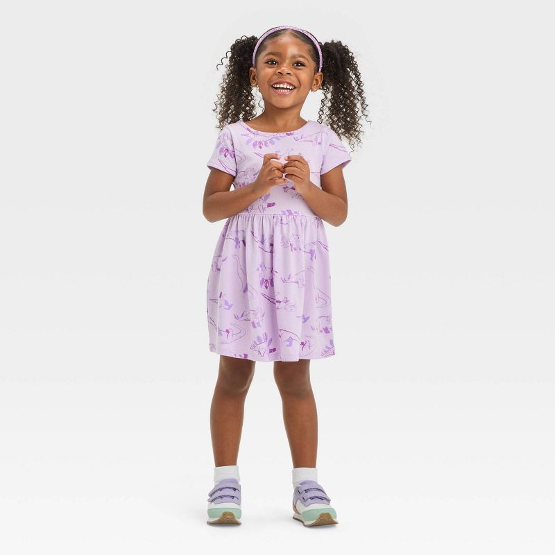 Toddler Girls' Dinosaur Short Sleeve Dress - Cat & Jack™ Purple, 4 of 5