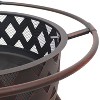 Sunnydaze Outdoor Camping or Backyard Crossweave Cut Out Fire Pit with Spark Screen, Log Poker, and Metal Wood Grate - 30" - Bronze - image 3 of 4