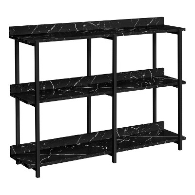 Monarch Specialties Accent Table Console Entryway Narrow Sofa Living Room Bedroom Black Marble Look Laminate Black Metal Contemporary Modern