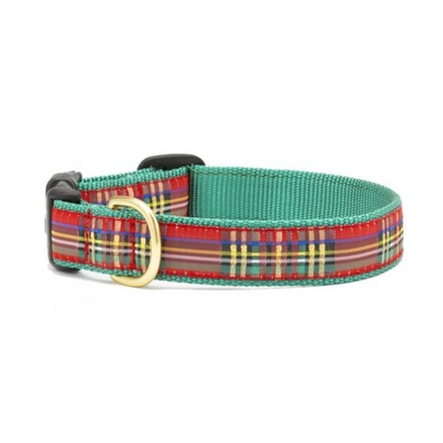 Large/extra-large pet collar in green and red fabric