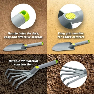 Grey Polypropylene 16" Gardening Tool Set with Trowel, Transplanter, and Cultivator