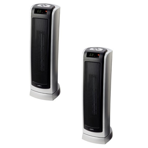 Lasko Portable Electric 1500w Room Oscillating Ceramic Tower Space Heater  W/ Remote, Adjustable Thermostat, Digital Controls, u0026 8 Hour Timer (2 Pack)  : Target