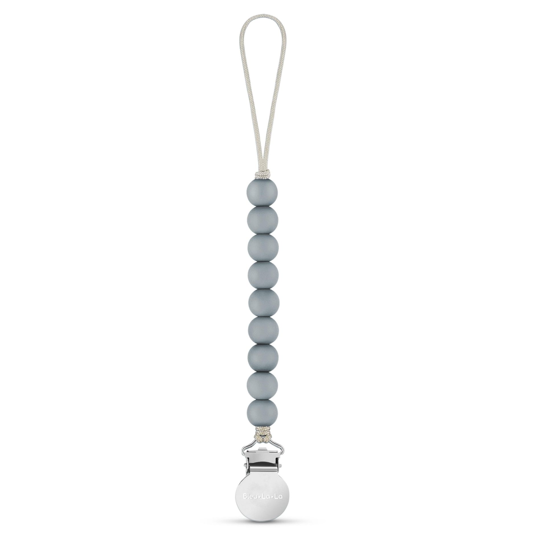 Bleu La La Beaded Pacifier Clip Holder for Baby Boys and Girls - Ash Blue, 1 Pack