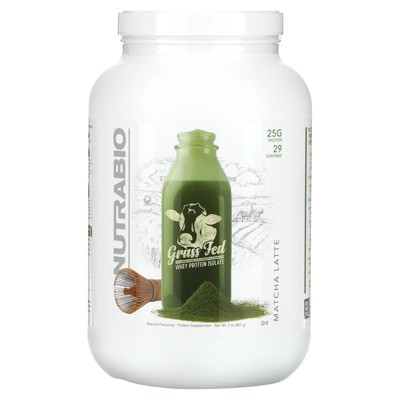 NutraBio Grass Fed Whey Protein Isolate, Matcha Latte, 2 lb (907 g)