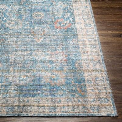 Markleville Pale Blue Washable Traditional Area Rug